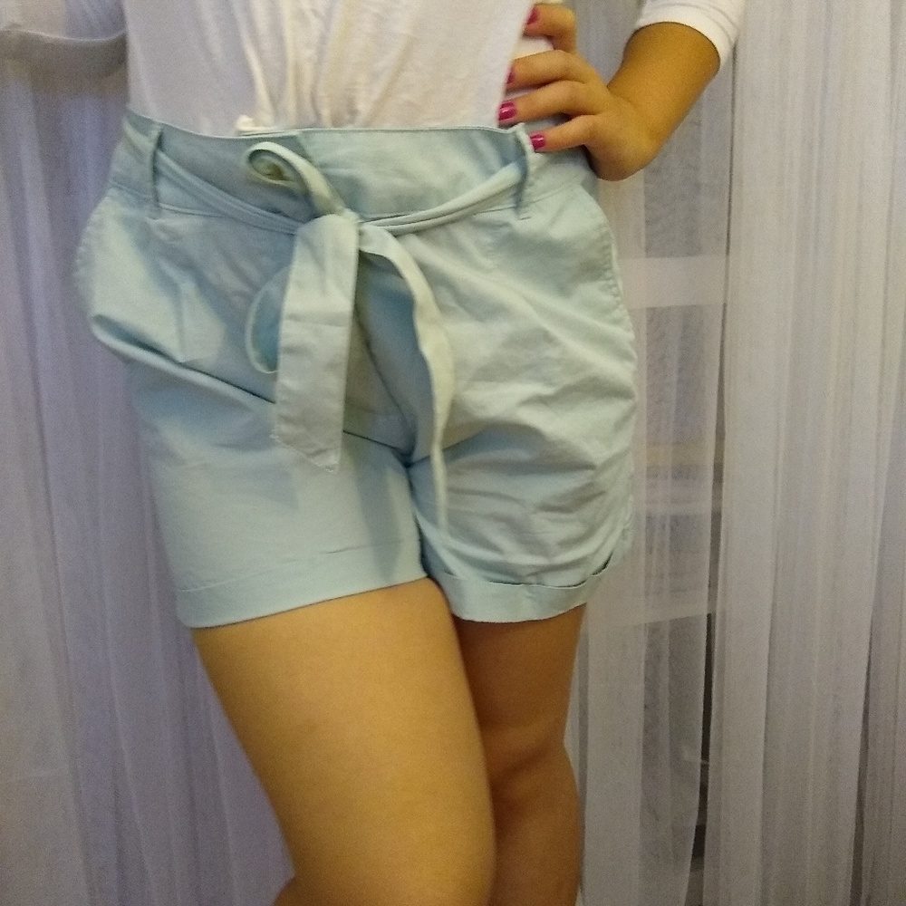 Baby blue Paperbag shorts